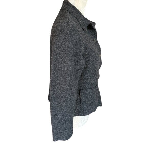 Lands' End Petite 8P black long sleeve collared button down wool jacket women's - Picture 3 of 9